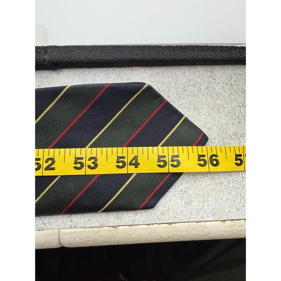 Vintage Abercrombie & Fitch Regimental Silk Tie Made in Great Britain Green Navy - Picture 6 of 7